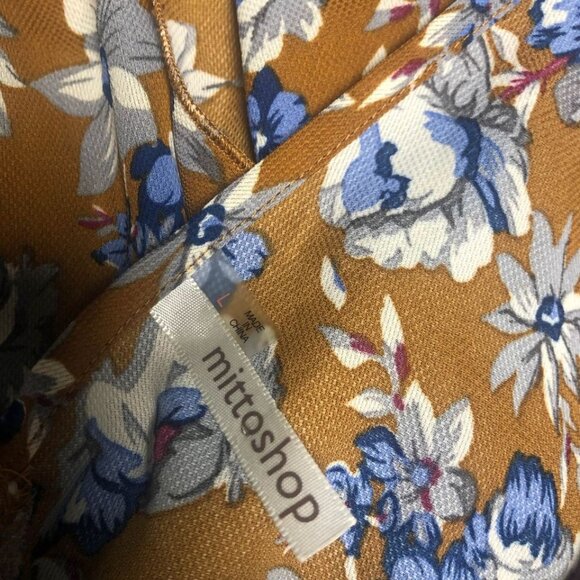 Mittoshop Short Dress Womens Size Large Sleeveless Brown Blue Floral Layered - Picture 6 of 8